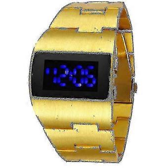 LED Digital Watch for Men, Stainless Steel Strap, Blue Red Light, Multifunction Sports Watch, Large Dial