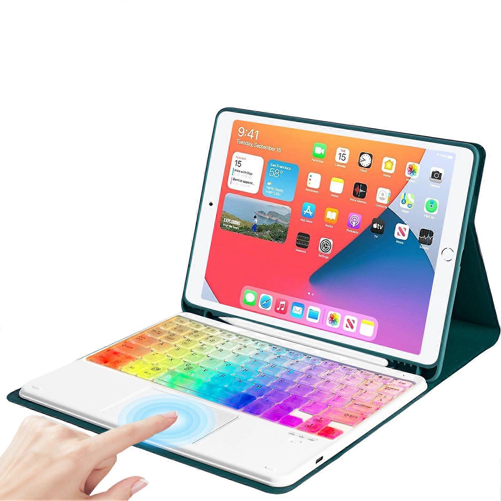 Wireless Bluetooth-compatible Keyboard with Protective Case RGB Light Design Scratch-Resistant Tablet Keyboard Compatible Ipad