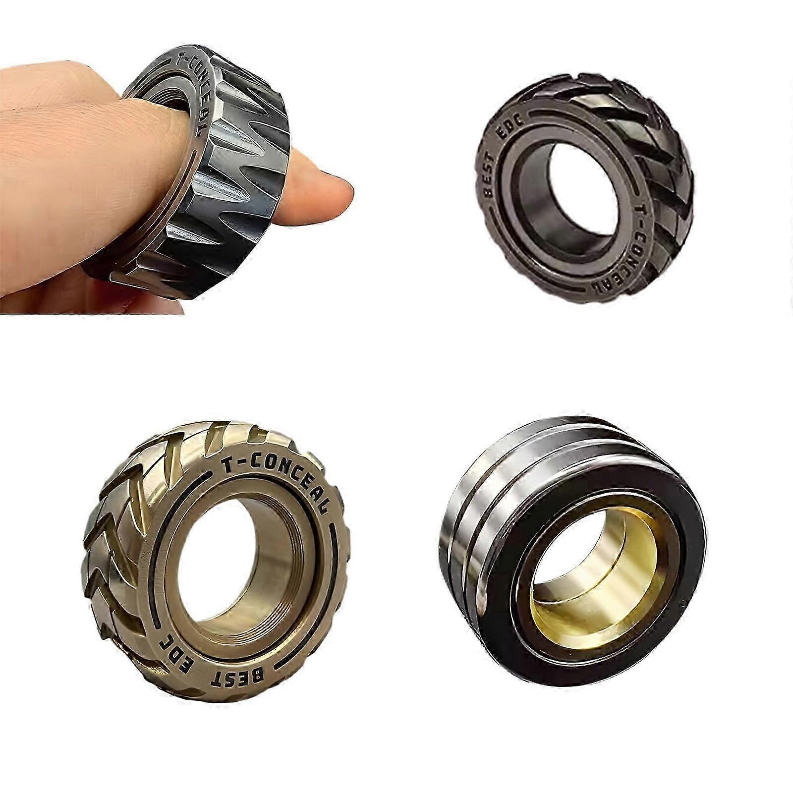 Dual Function Stainless Steel Motorcycle Tire Fidget Ring,Dual Function Spinner Ring