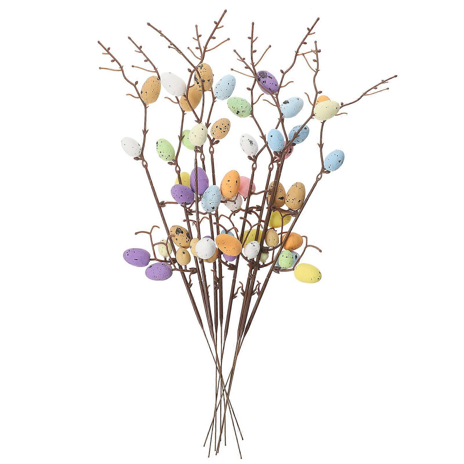 10pcs Easter Egg Branches Artificial Easter Egg Picks Easter Egg Twig Stems for Floral Arrangement