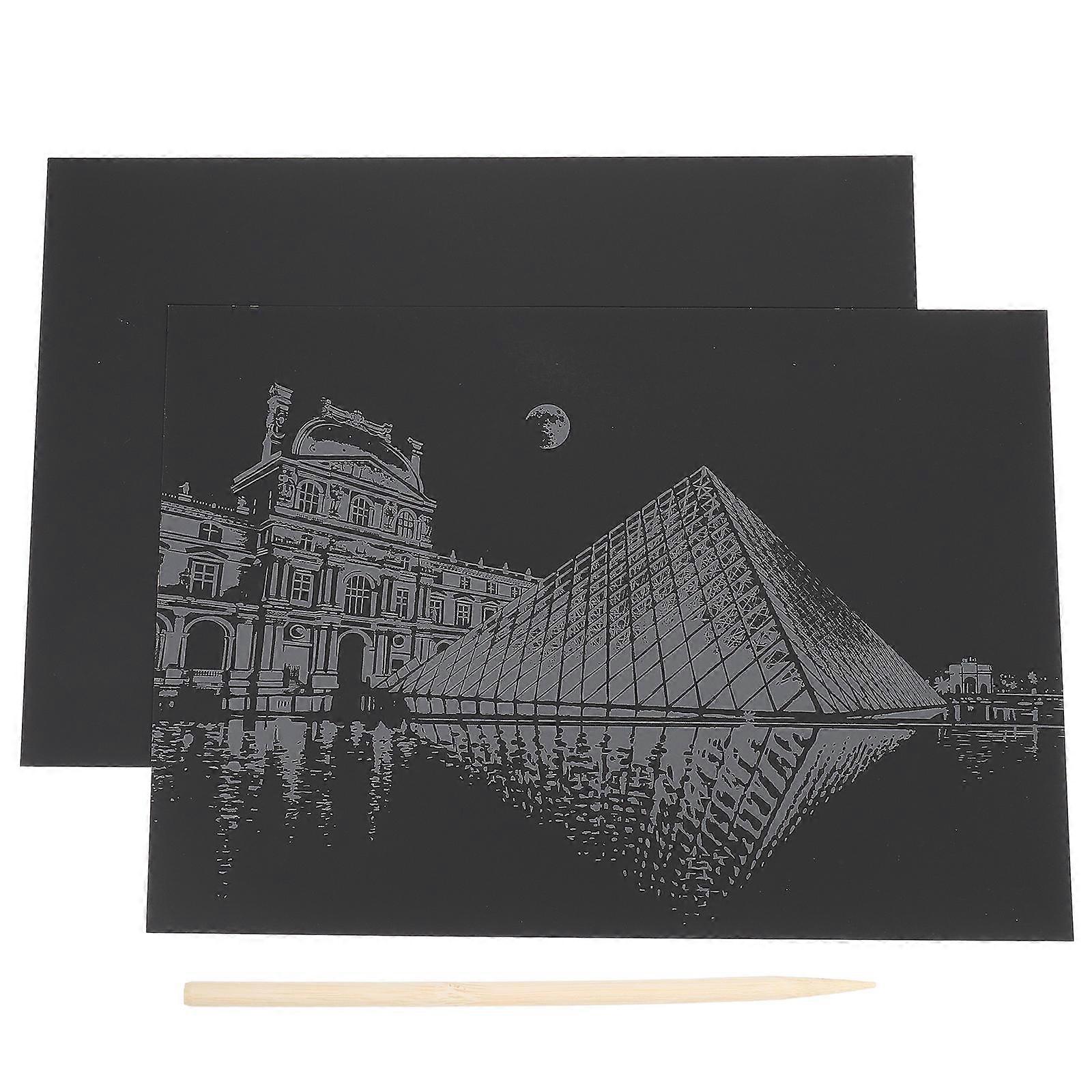 2pcs Scratch Paper Building Scratch Cards Night View Scratch Paper