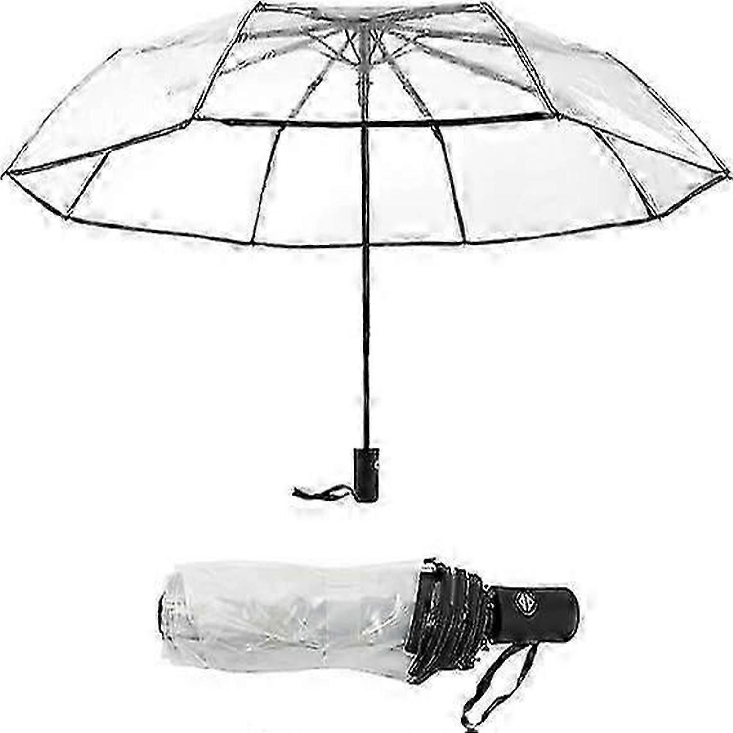Automatic Transparent Umbrella - Portable Windproof Compact Folding Umbrella with Auto Open/Close