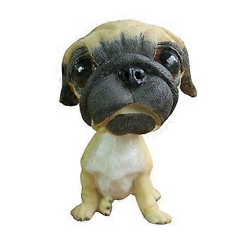 Realistic Pug Bobble Head for Car Dashboard and Home Decor, Durable Resin Nodding Dog Figurine