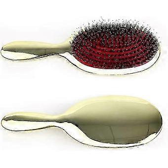 Hair Brush with 9 Rows Nylon Bristles, Scalp Massage, Anti-static, Ergonomic Metal Handle, Portable, Suitable for All Hair Types, For Outings and Work