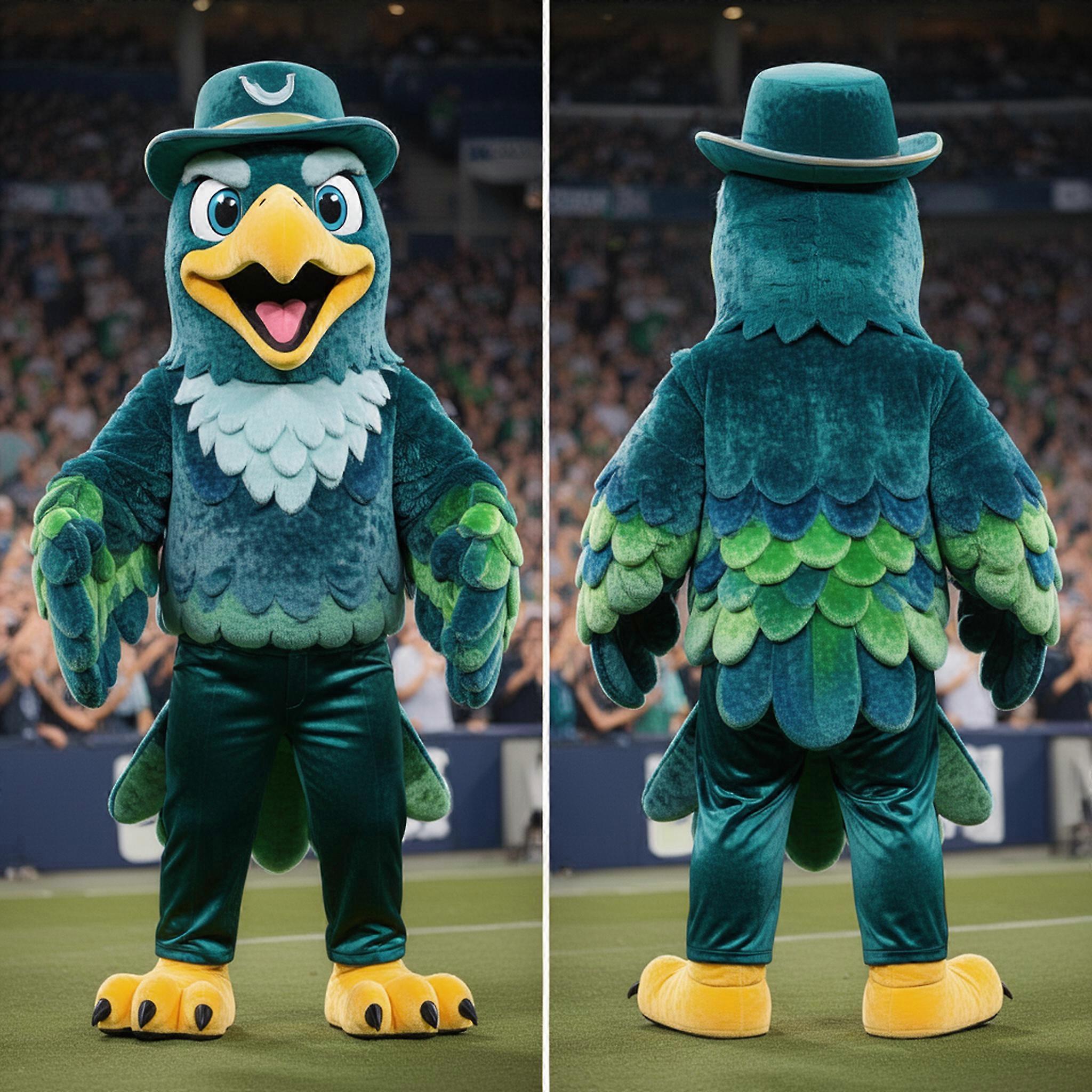 MASTICOT Teal Velvety Eagle Mascot
