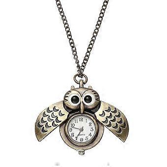 Vintage klokker Kvinner Owl Anheng Watch Halskjede Watch Kvinner Owl Halskjede Kjede Pocket Watch