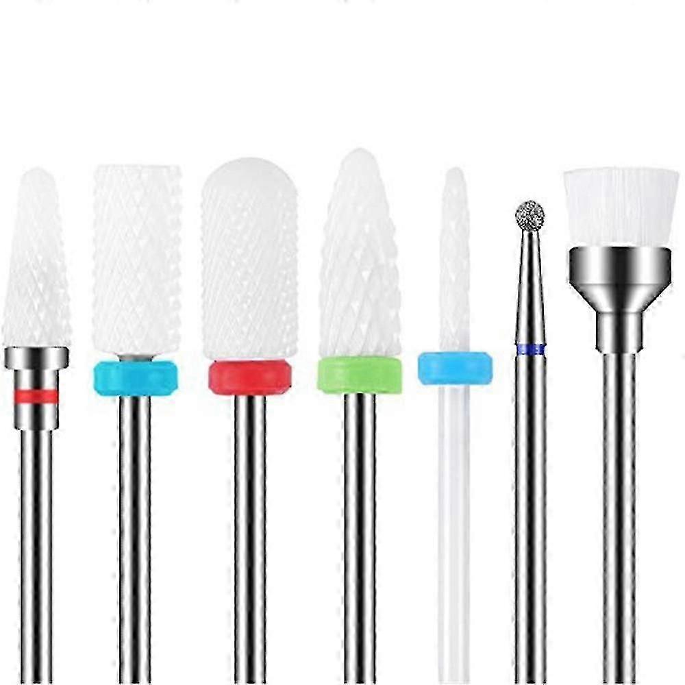 7pcs Ceramic Nail Cutter Drill Bits Sets Bits Diamond Carbide Nail Drill Tools