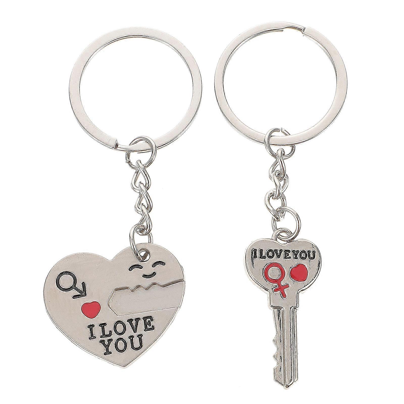 Couple Keychain Creative Keychain for Gift 2Pcs Lock and