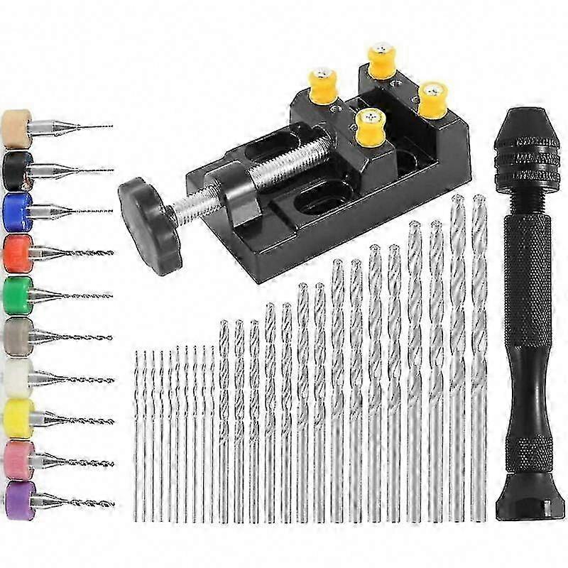 37-Piece Mini Hand Drill Set with 0.3-3.0mm Bits compatible with Precision Modeling & PCB Work