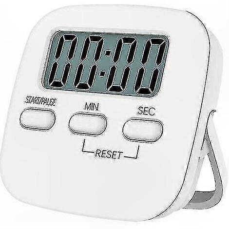 Kitchen Timer with Magnetic Back, Large LCD Display, Stopwatch and Loud Alarm Countdown Timer, White