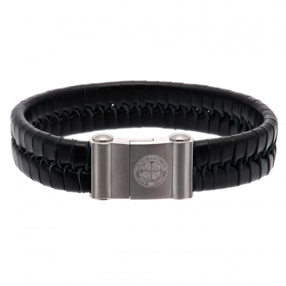 Celtic Fc Single Plait Leather Bracelet