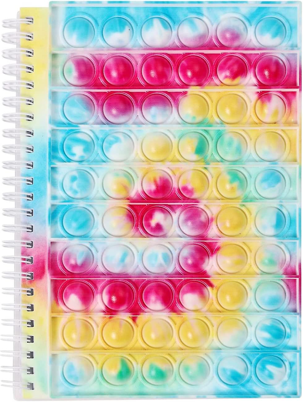 Bubble Fidget Pop-in-It Spiral Notebook School College Ruled Paper Silicone Fidget Rainbow Notebook Portable for School Home College(Pop Fidget Notebo