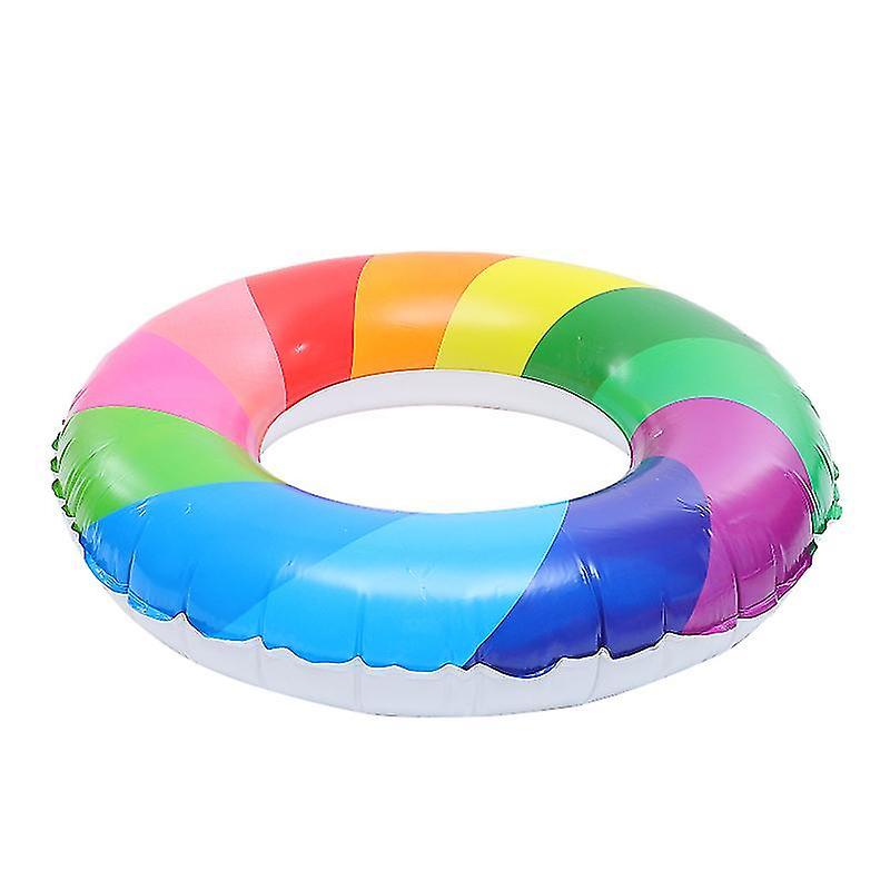 66Cm Colorful Swimming Machines Inflatable Pool Swim Ring Safety Pool Floating Ring Rainbow Design S