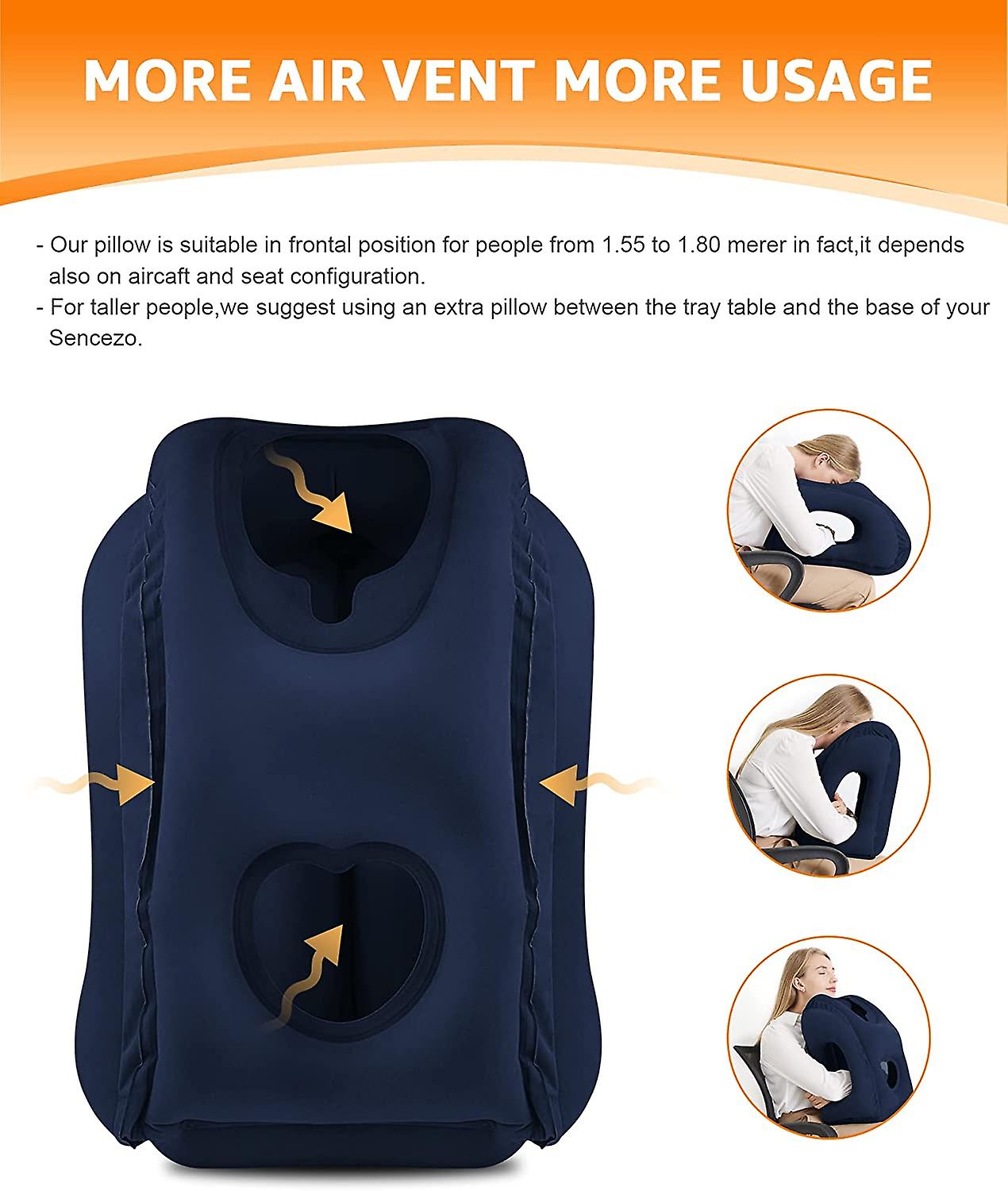 Inflatable Neck Pillow Used For Airplanes/cars/buses/trains/office Napping With Free Eye Mask/earplugs (blue)