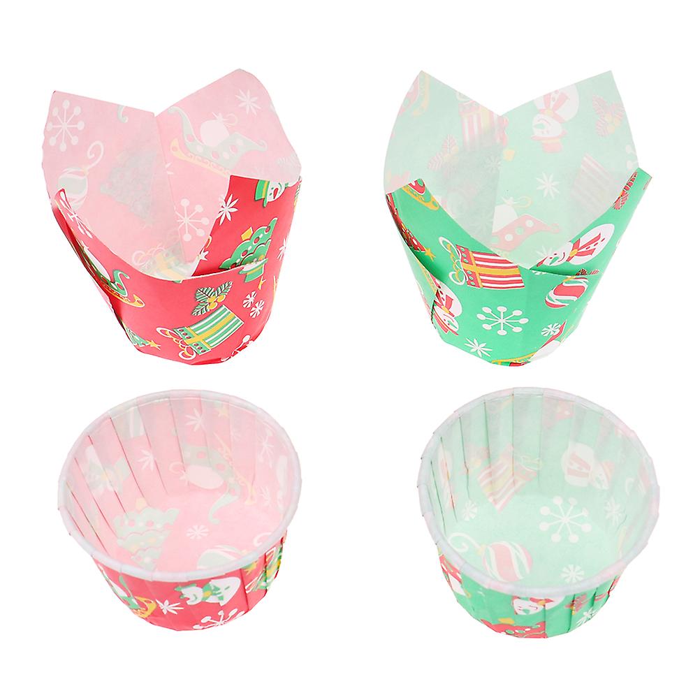 100pcs Cupcake Liners Curling Tulip Cups Baking Greaseproof Paper Tray Liners