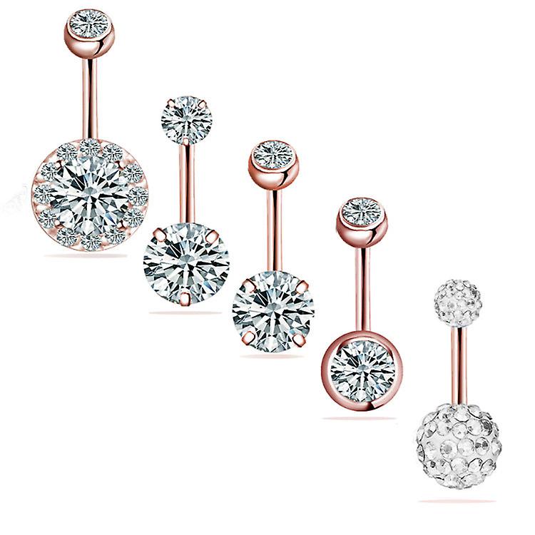 Kort 5-delt punktering rustfritt stål navle stud dress