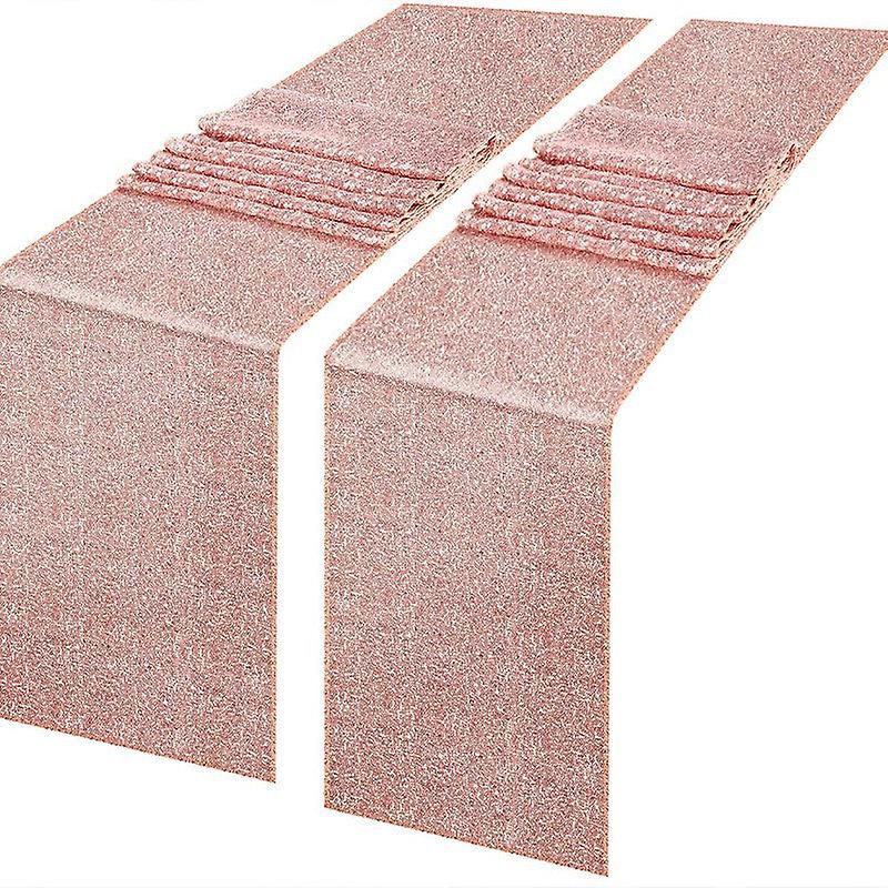 2Pcs Sequin Table Flag Wedding Ceremony Layout Tablecloth Table Runner Christmas Decoration Polyester Square Glitter Sequin