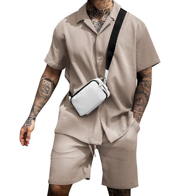 Men's Casual Cotton Short-Sleeved Shorts Set