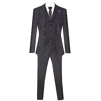 Abito 3 Pezzi In Tweed Per Uomo - Stile Classico Blinders, Nero, Taglia 50 - Fatto Su Misura - 5