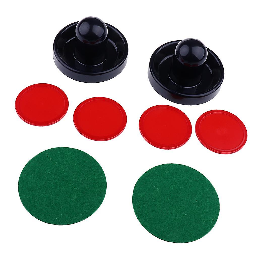 Sets of Two Air Hockey Pushers Strikers Goalies Plus Four Pucks L Dark Blue