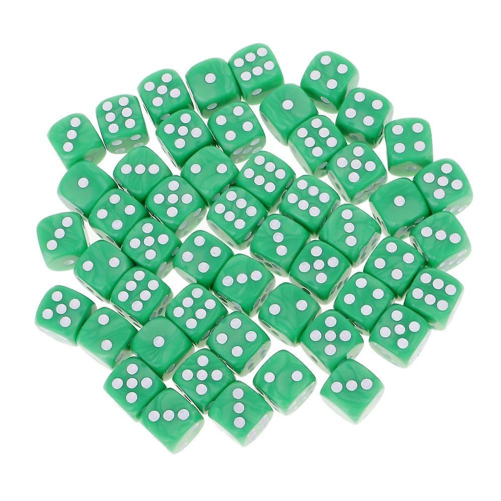 50piece/set D6 Round Corner Dice 16mm For Role Playing Game Toy Green