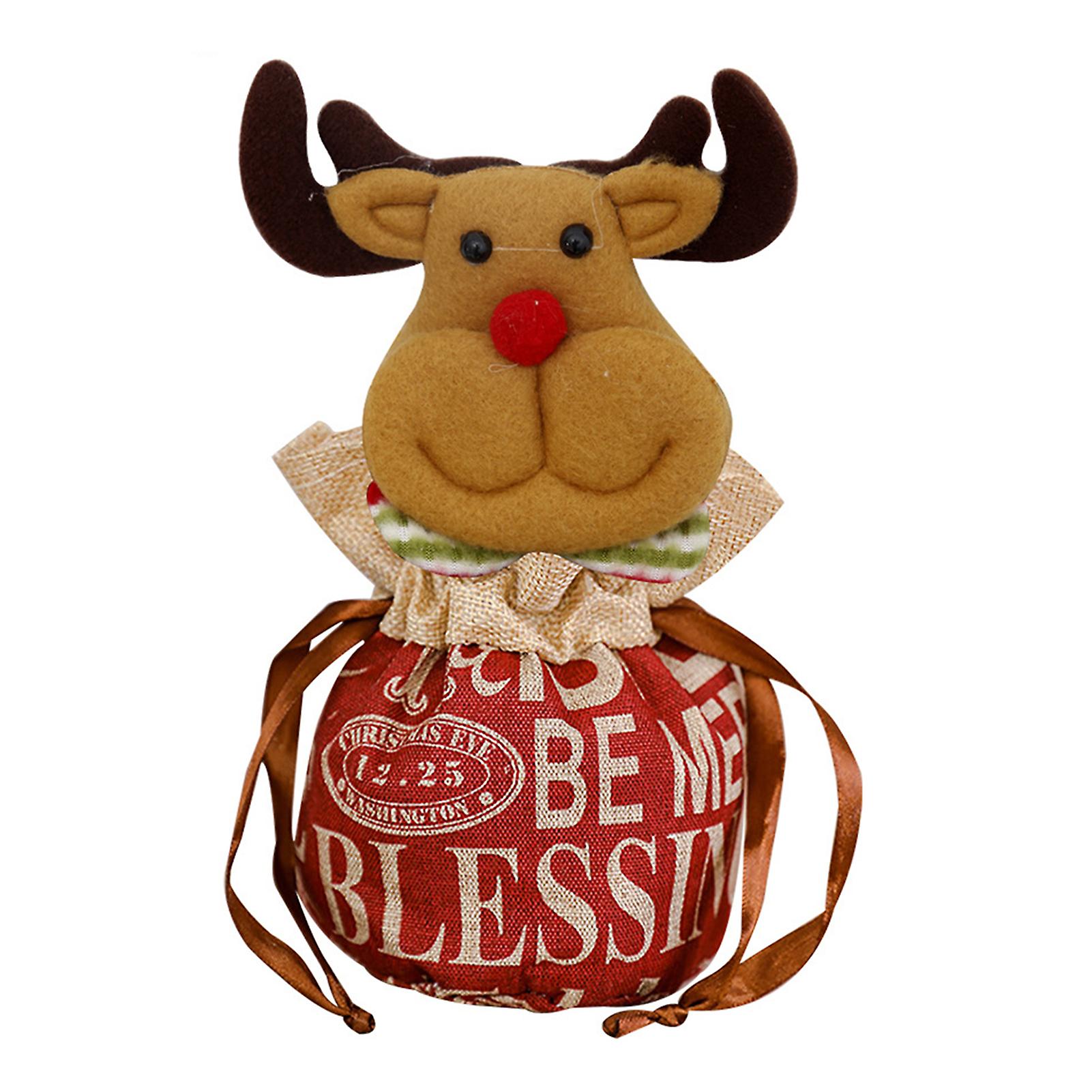 3d Christmas Knitted Drawstring Candy Bag Durable Creative Decorative Plush Box