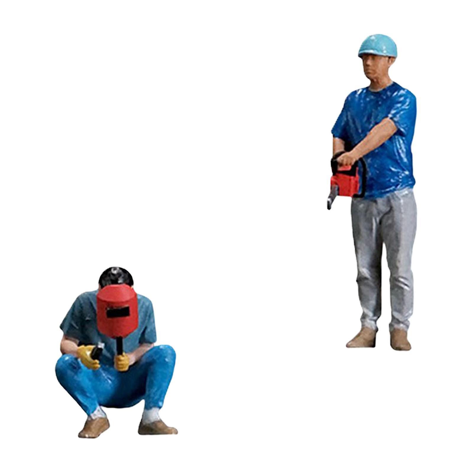 2Pcs 3D Printed 1: 32 Labor Workers Miniature Resin