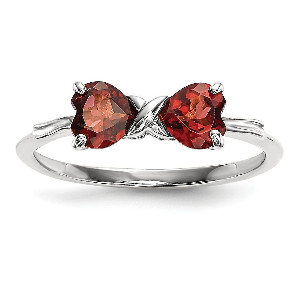Bague en or jaune massif 14 carats avec grenat poli et nœud pour femme