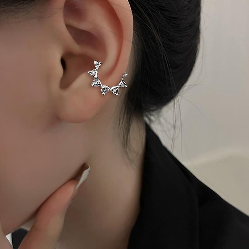 Women earring girl stud ear Drop Zircon Double layer Ear Cuff No Piercing Trendy Punk Unique Metal G