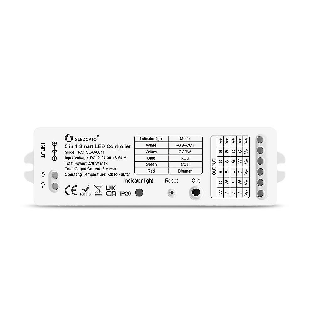Zigbee 3.0 12-54v 5 In 1 Rgbcct/rgbw/rgb/ /dimmer Compatible With App//rf Remote
