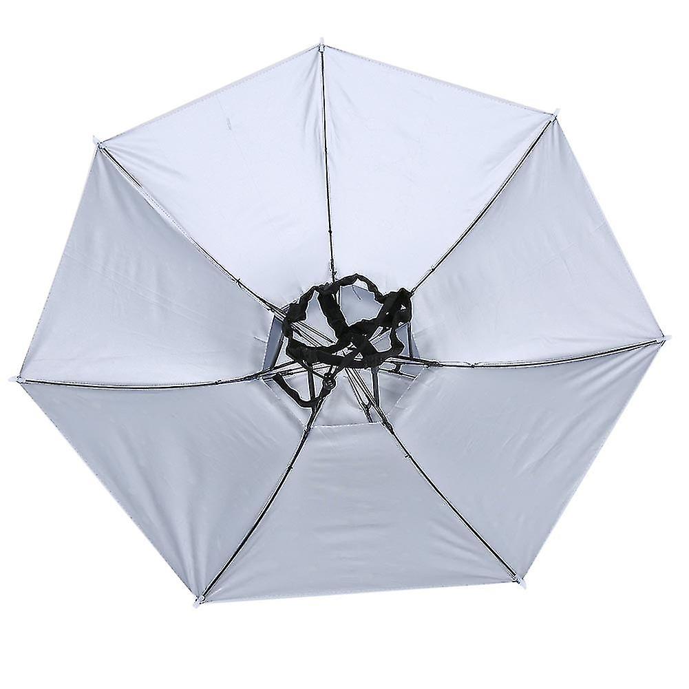77cm Windproof Head Umbrella Hat, Raindrop Blue, Top Folding