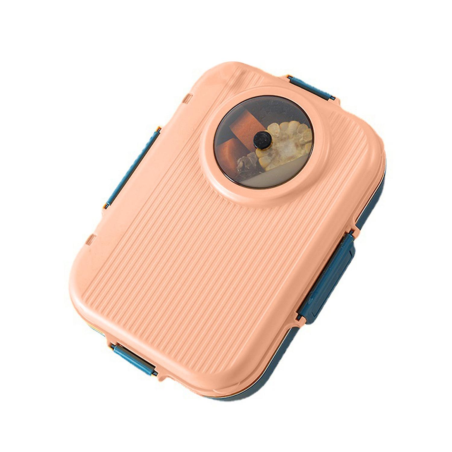 1 Set 1100ml Food Container 3 Compartments Bento Lunch Box with Soup Bowl Spoon Chopsticks Office Su