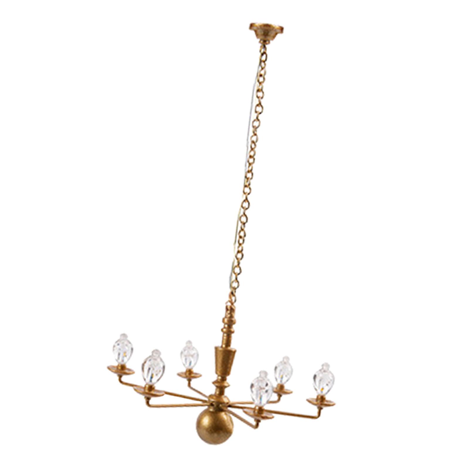 1/87 HO Scale Ceiling Light Chandelier Model Building Material Gold 7.8cm