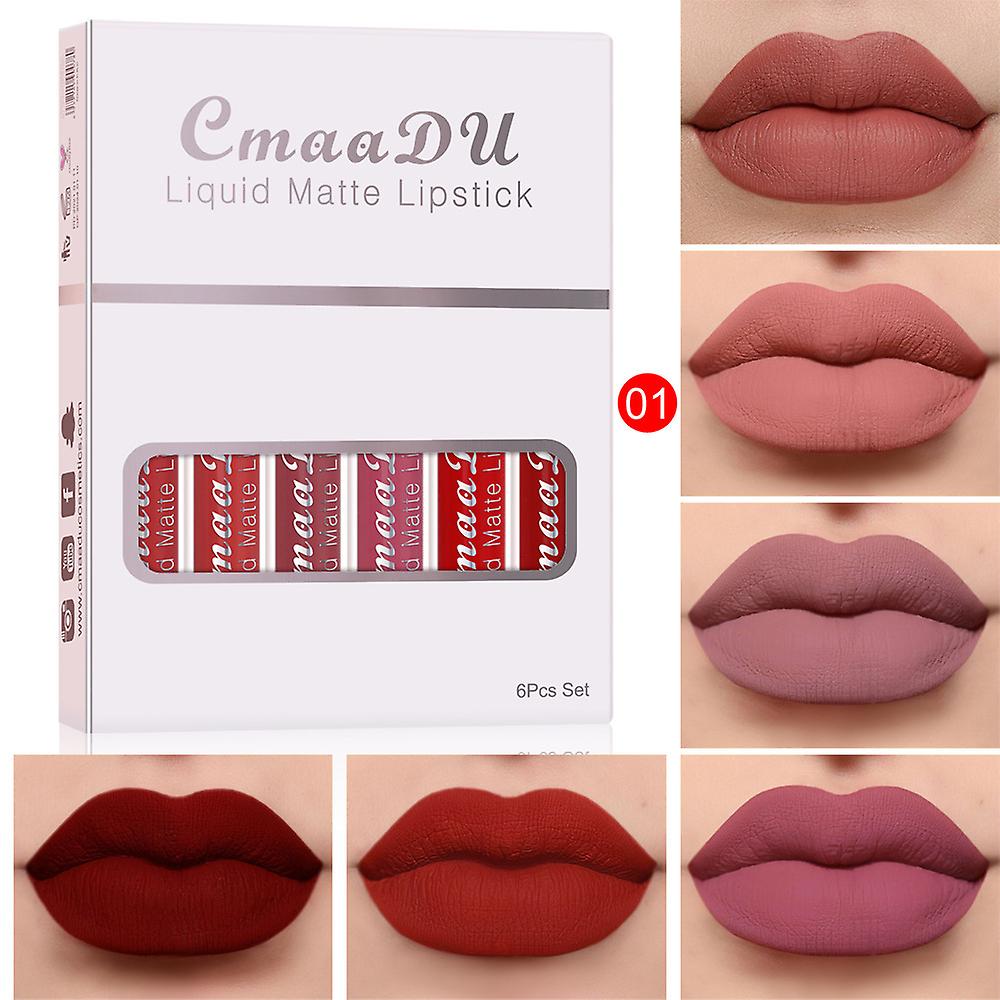 6PCS Set Glitter Flip Liquid Lipstick Matte Waterproof Long Lasting Gift