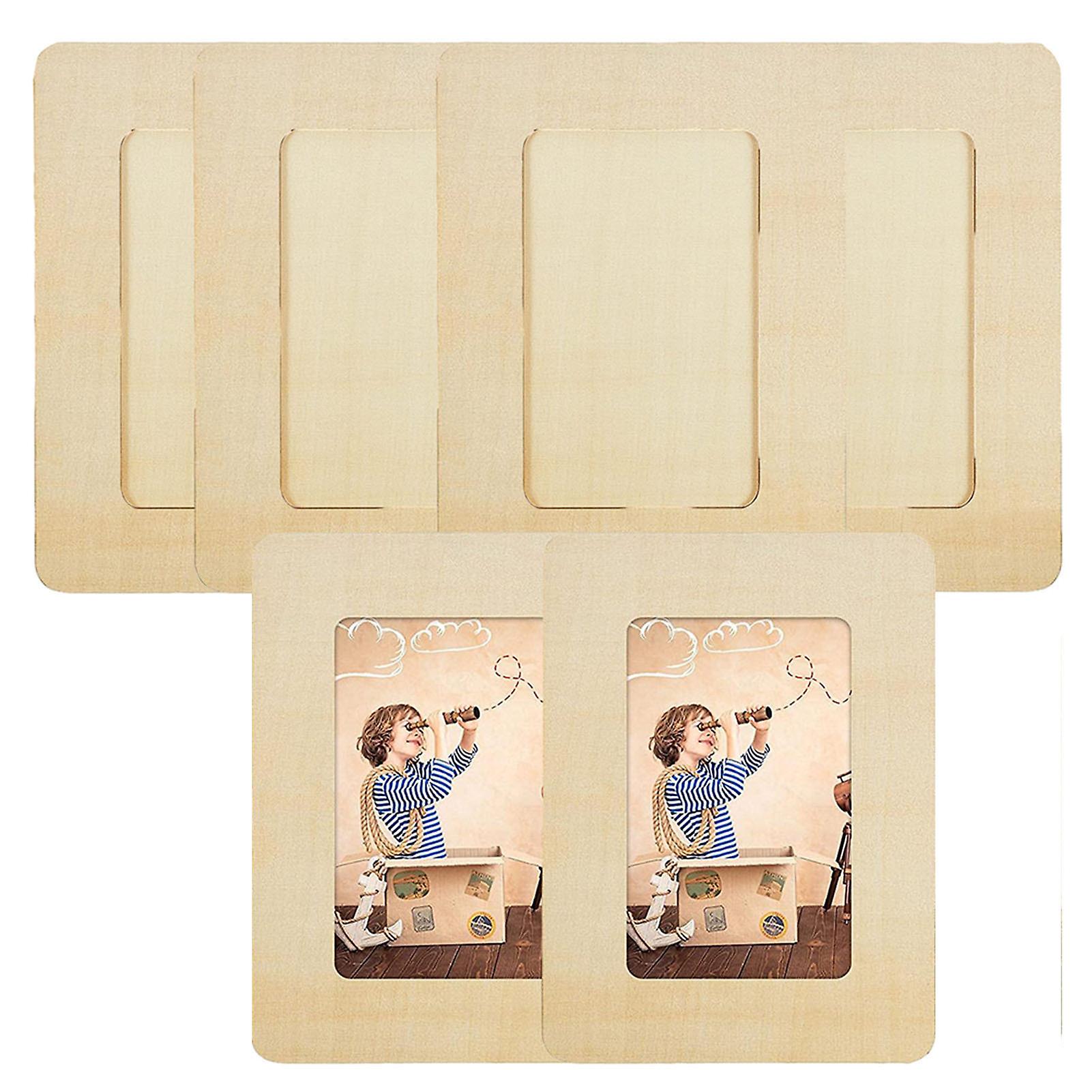 6 Pcs Small Picture Frame Wooden For Arts And Crafts Diy Painting Projects