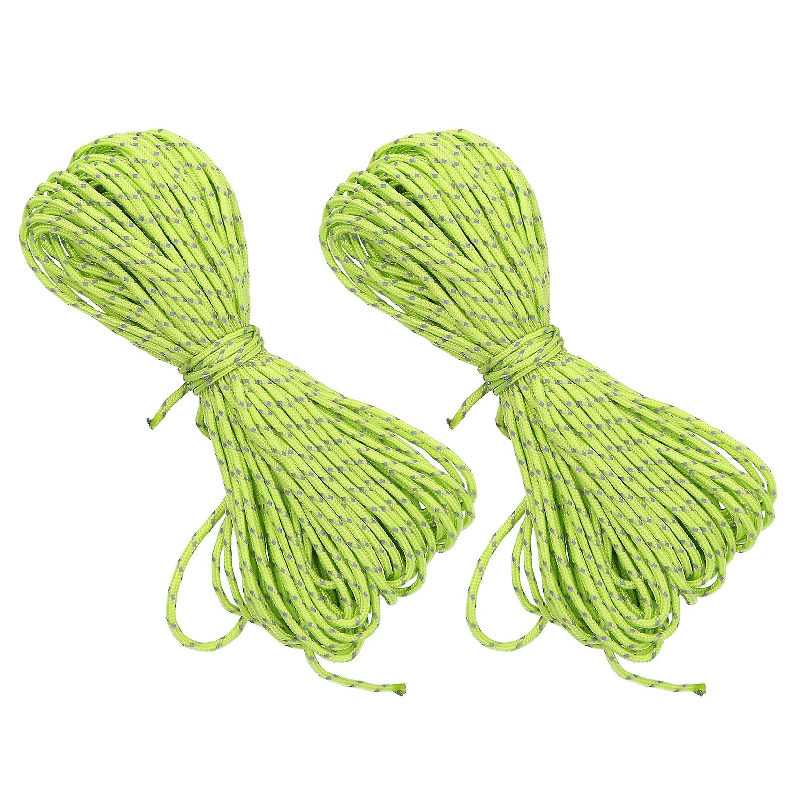 2 Pack 20m Reflective Camping Tent Ropes Awning Guy Lines for Camping Hiking