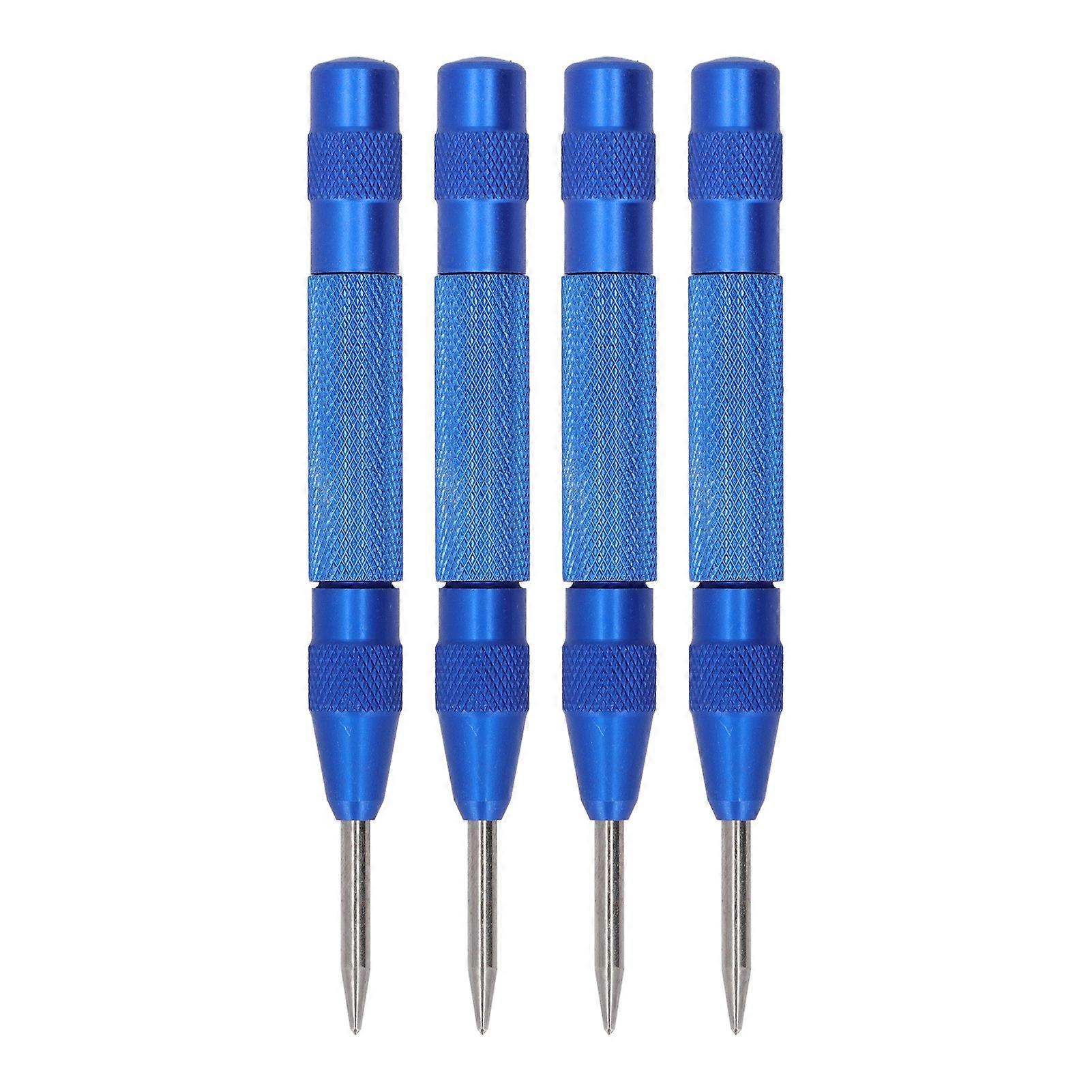 Automatic Center Punch, 5" Automatic Centre Hole Punch, Pack of 4 Universal Metal Hand Tool for Machinists and Carpenters(Blue) VRBDZ