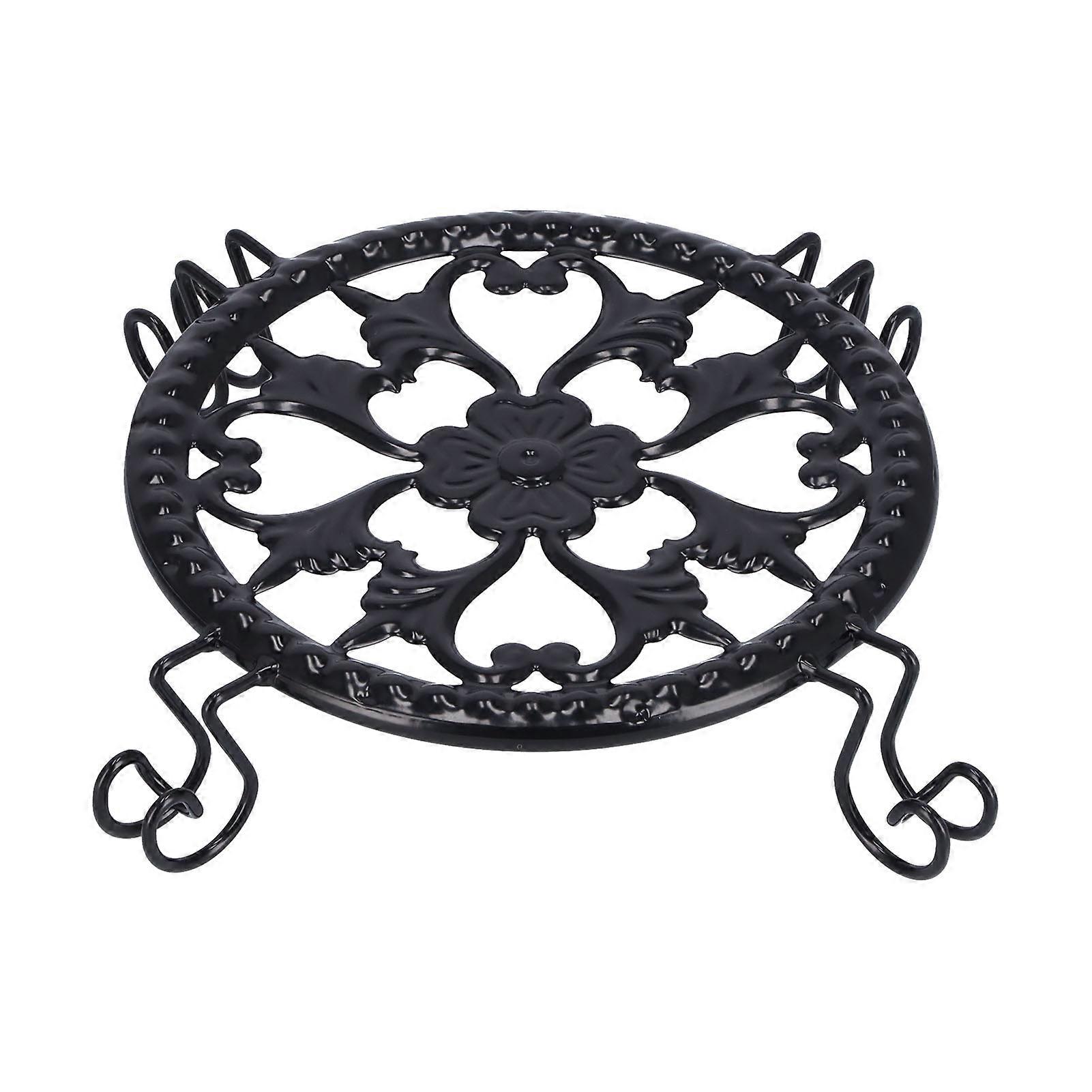 Elegant, lightweight and stable black wrought iron flower pot stand for living room, balcony, office
