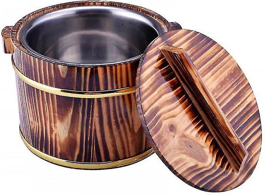 保温木製ライスバケットボウル寿司桶ライスバレルふた付きホームキッチン食品容器蒸しもち米バケツ-ハオ