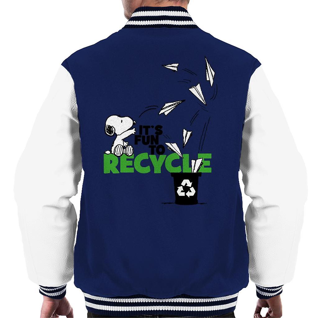 Peanuts Snoopy Its Fun To Recycle Men's Varsity Jacket