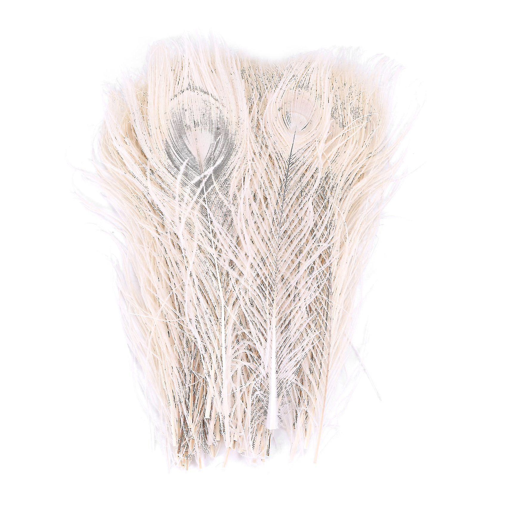 50 Pcs/natural White Peacock Penas no olho, 10 Para 12 polegadas do pavão Casamento De (haoyi)-YUHAO