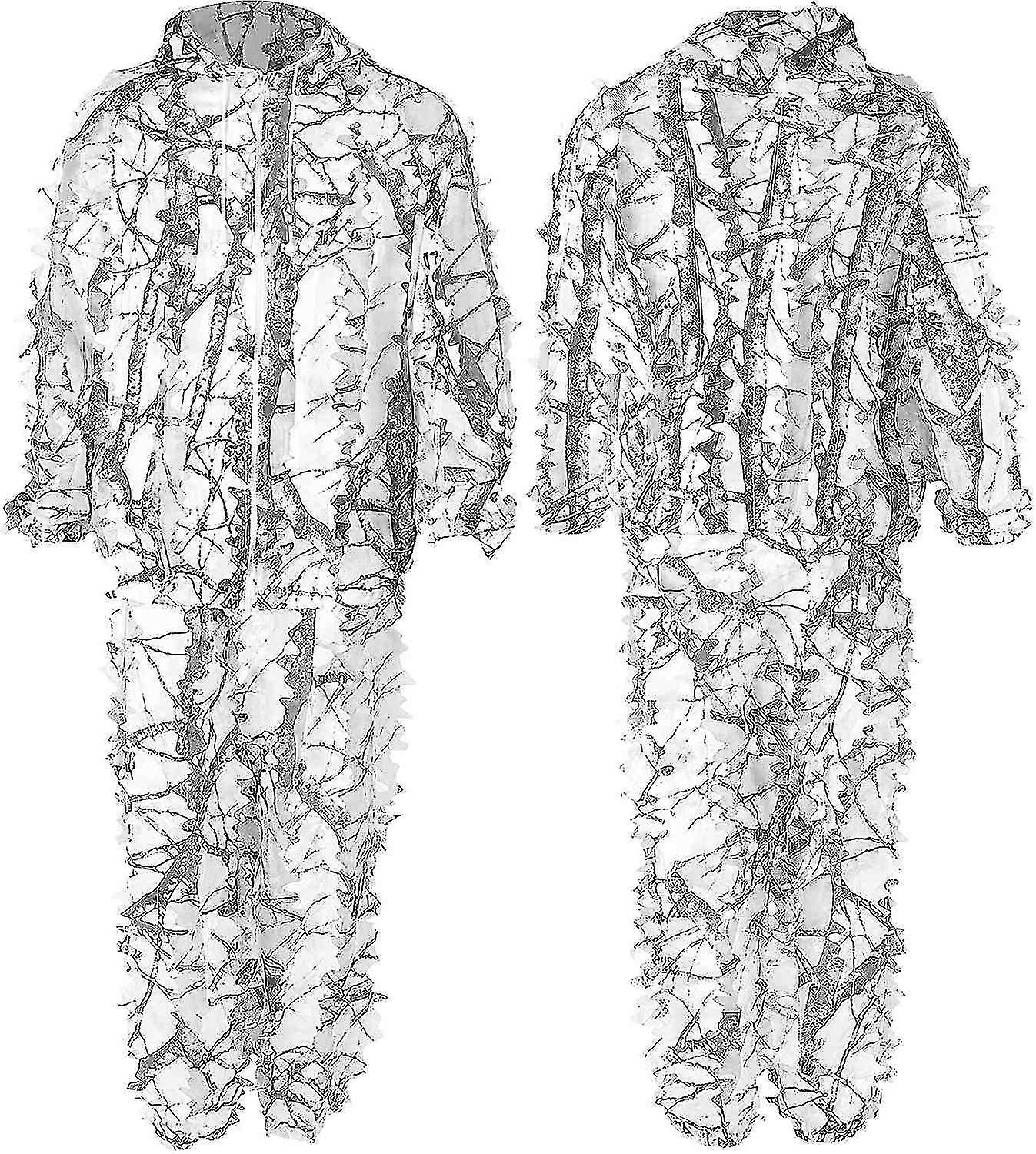 سنو وايلد التمويه Ghillie بدلة - 3D ورقة جاكيتات والسراويل مجموعة للصيد ، تصوير الحياة البرية ، أ