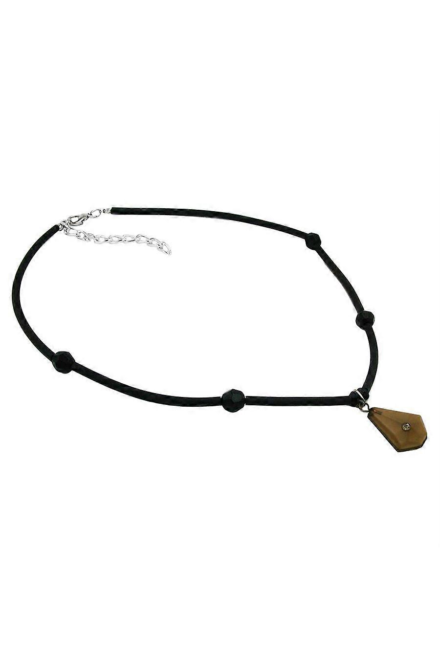 Necklace Trapezium Pendant Rhinestone Brown - Gl04191