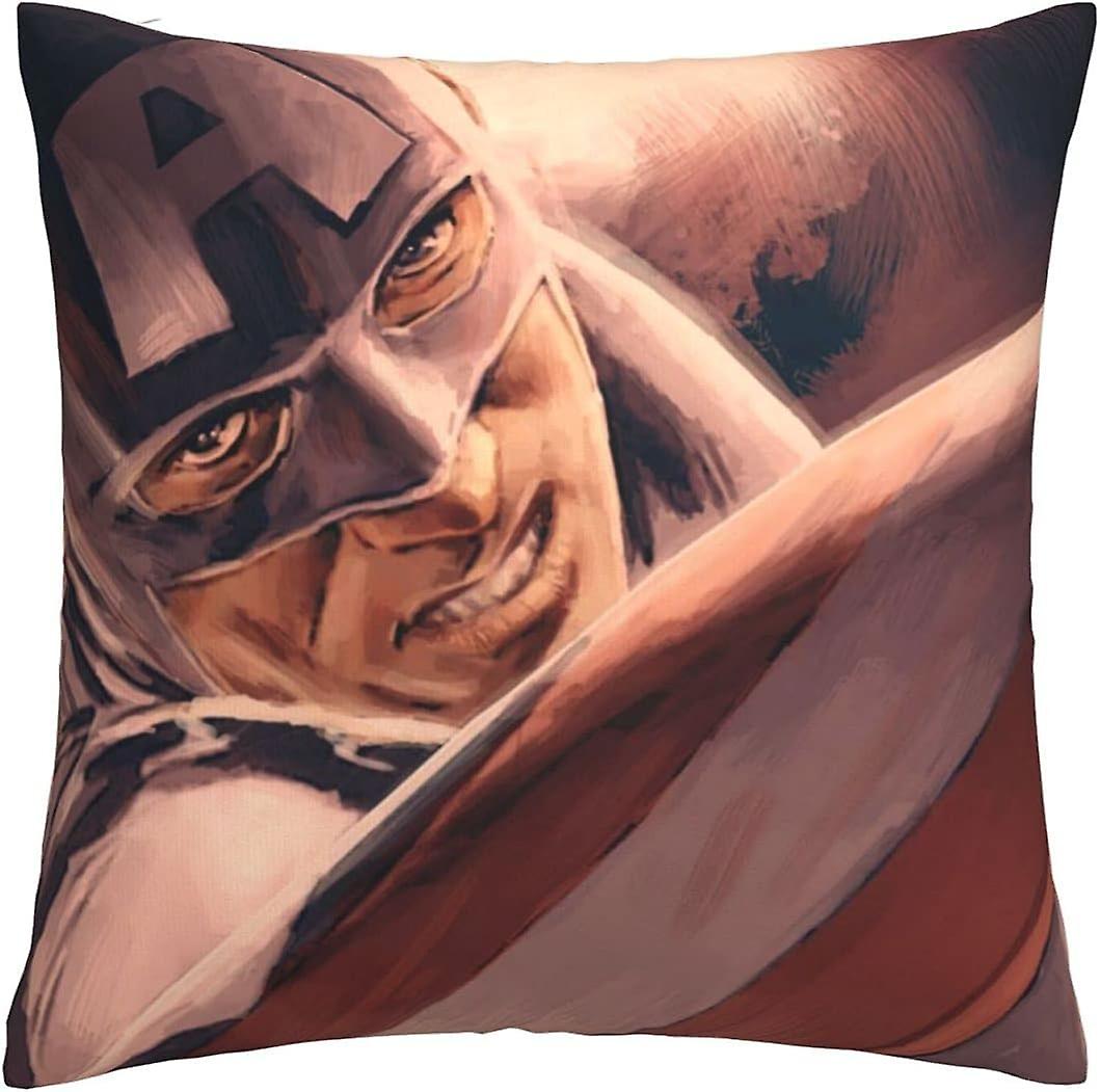 柔らかく快適なキャプテンアメリカのクッションカバー45 x 45 cmスクエアスロー枕カバーソファ寝室の車の屋外の装飾18 x 18インチの両面P