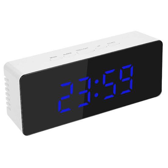 12H/24H USB Charging Digital LED Display Mirror Thermometer Snooze Alarm Clock