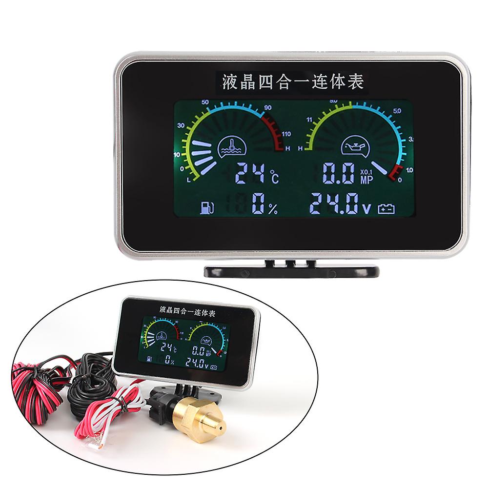 Car Accessories Voltmeter Water Temp Meter Instrument Panel 4 In 1 LCD Car Digital Oil Pressure Gauge Digital Display Sensor