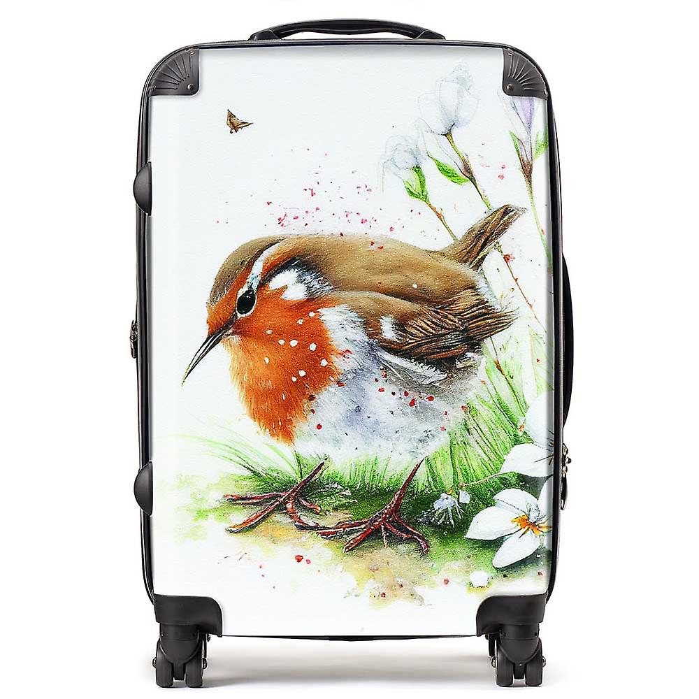 Robin And Daisies Watercolour Suitcase