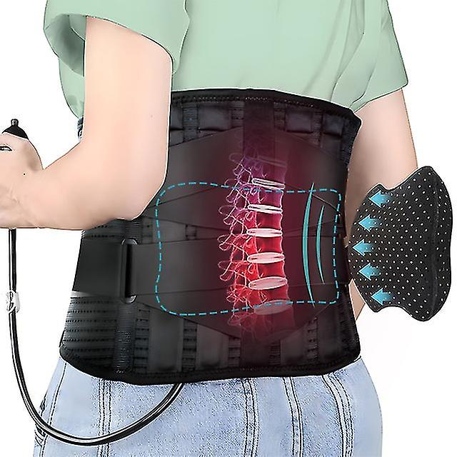 Lumbar Support Belt With Inflatable Pad Relieve Waist Pain Dual Adjustable Support Straps Lower Back