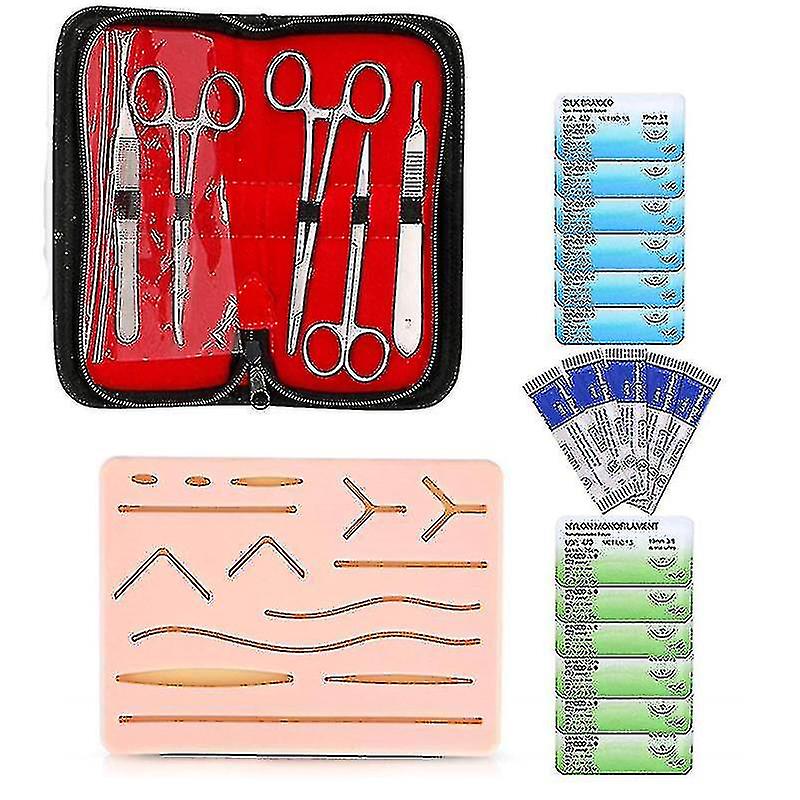 Kit di sutura completo per studenti, incluso il pad di sutura in silicone e il kit di sutura dello strumento di sutura F