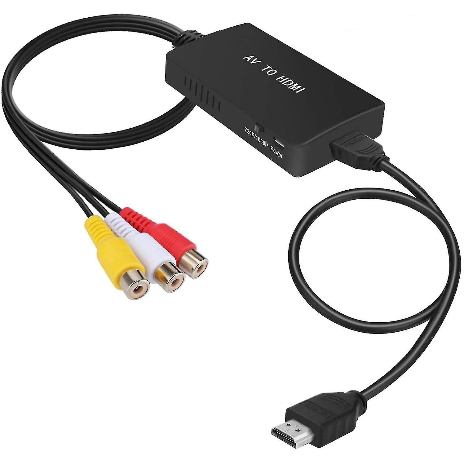 New 2023 Rca To Hdmi Converter, Compo  To Hdmi Adapter Support 1080p Pal/ntsc